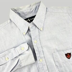 Ralph Lauren Tilden Button Down Shirt Men's Blue Oxford Embroidered Crest Size M